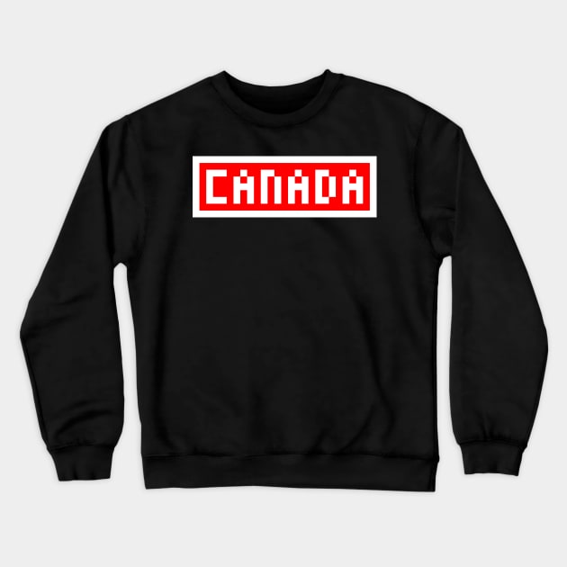 Pixel Canada on Red with a White Border Crewneck Sweatshirt by gkillerb